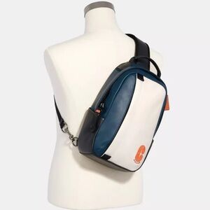 Coach Edge Pack in Colorblock Chalk Aegean Multi - Calf Leather Sling Bag